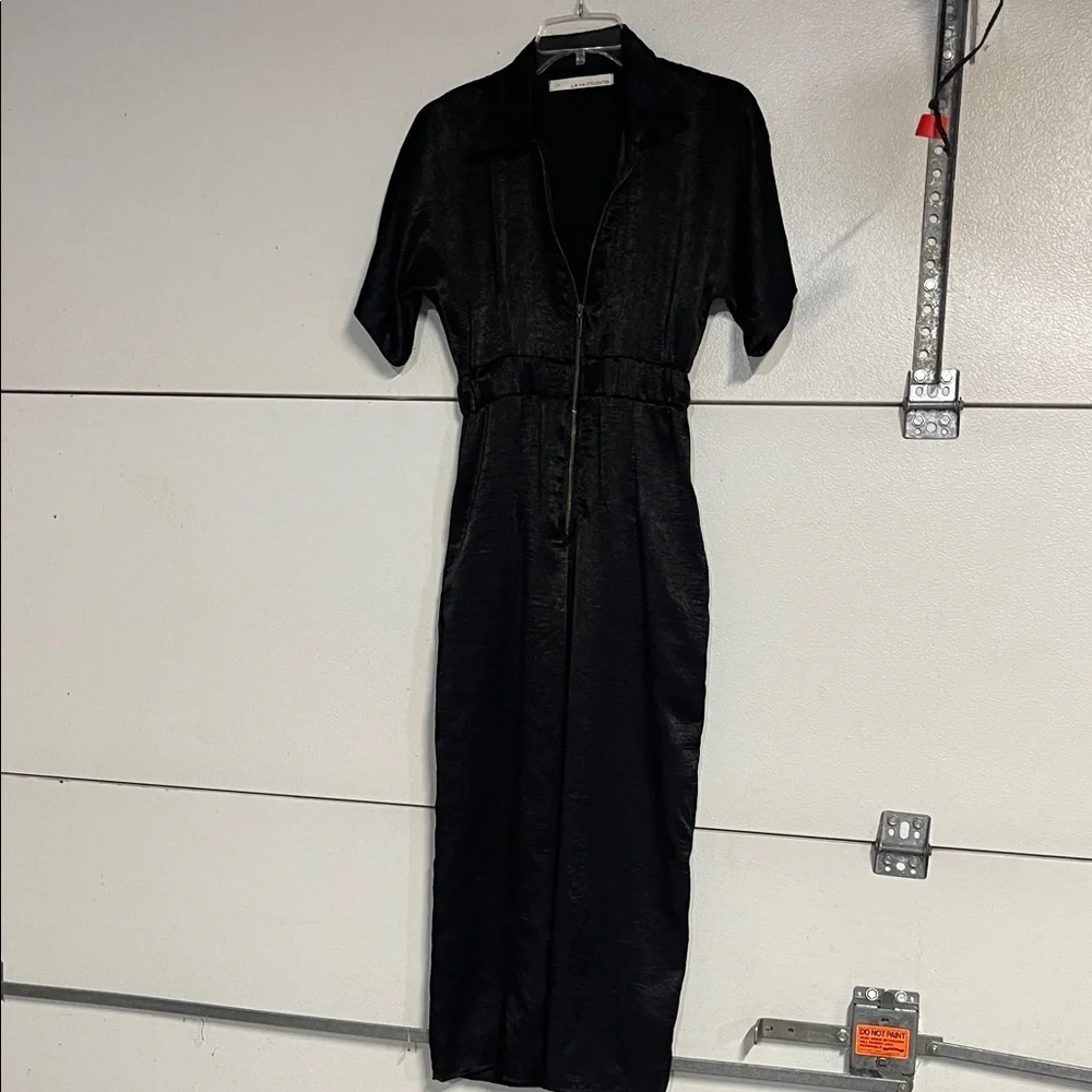 STILLWATER WOMENS BLACK ZIP UP JUMPSUIT SHORT SLEEVE XS